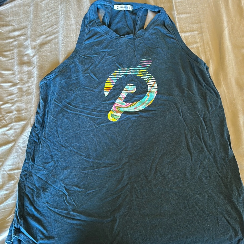 Blue Peloton workout tank top, size large. Originally purchased second hand.